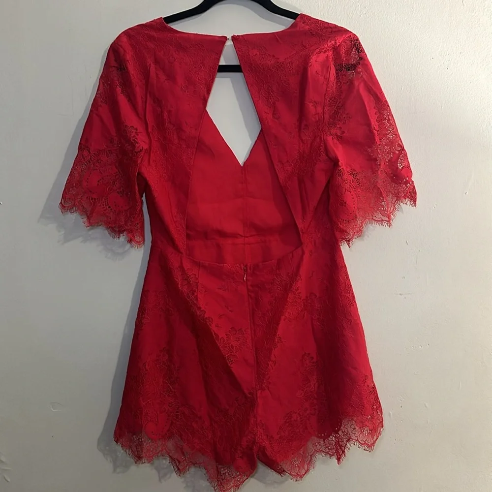 Red Lace Romper - Picture 2 of 4
